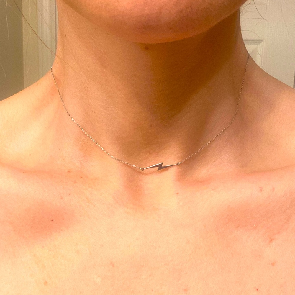 14k white gold lightning bolt choker